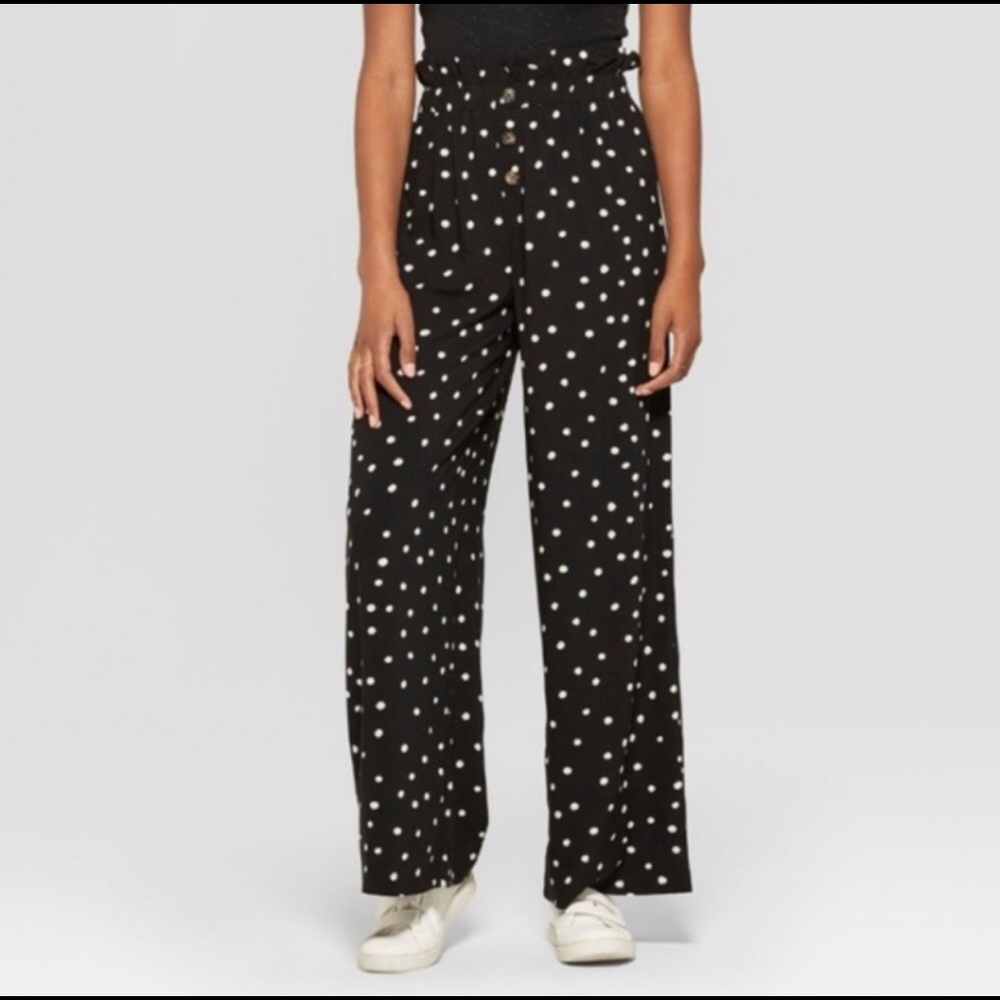 Polka dot boho high waisted flare pant